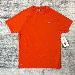 NWT Saucony Freedom Short Sleeve Running Shirt Men's Small Tangolo Orange